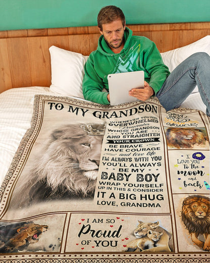 BLANKET FOR GRANDSON – COMFORT & WARMTH GIFT FROM GRANDMA  Sherpa Fleece Quilt Blanket zon00 (SKUB12-BLK-02)