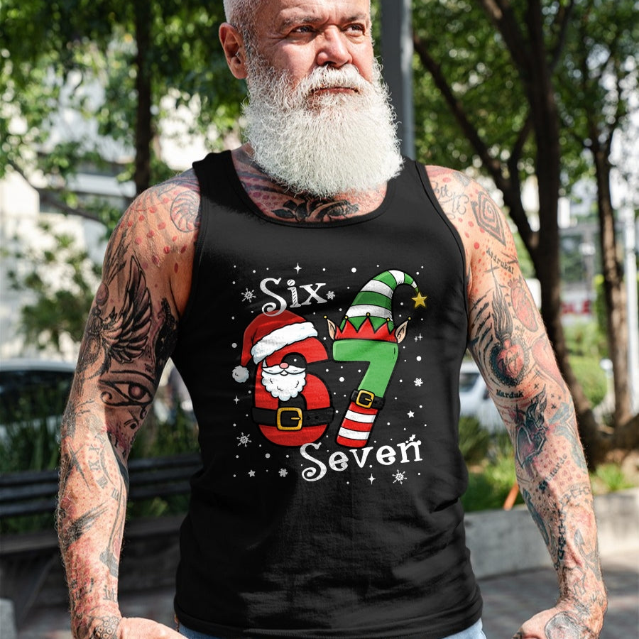 Funny Six Seven 67 Meme 6 7 Elf Santa Christmas Pajamas Kids T-Shirt - Christmas Unisex T-Shirt/Hoodie/Sweatshirt - ZON00