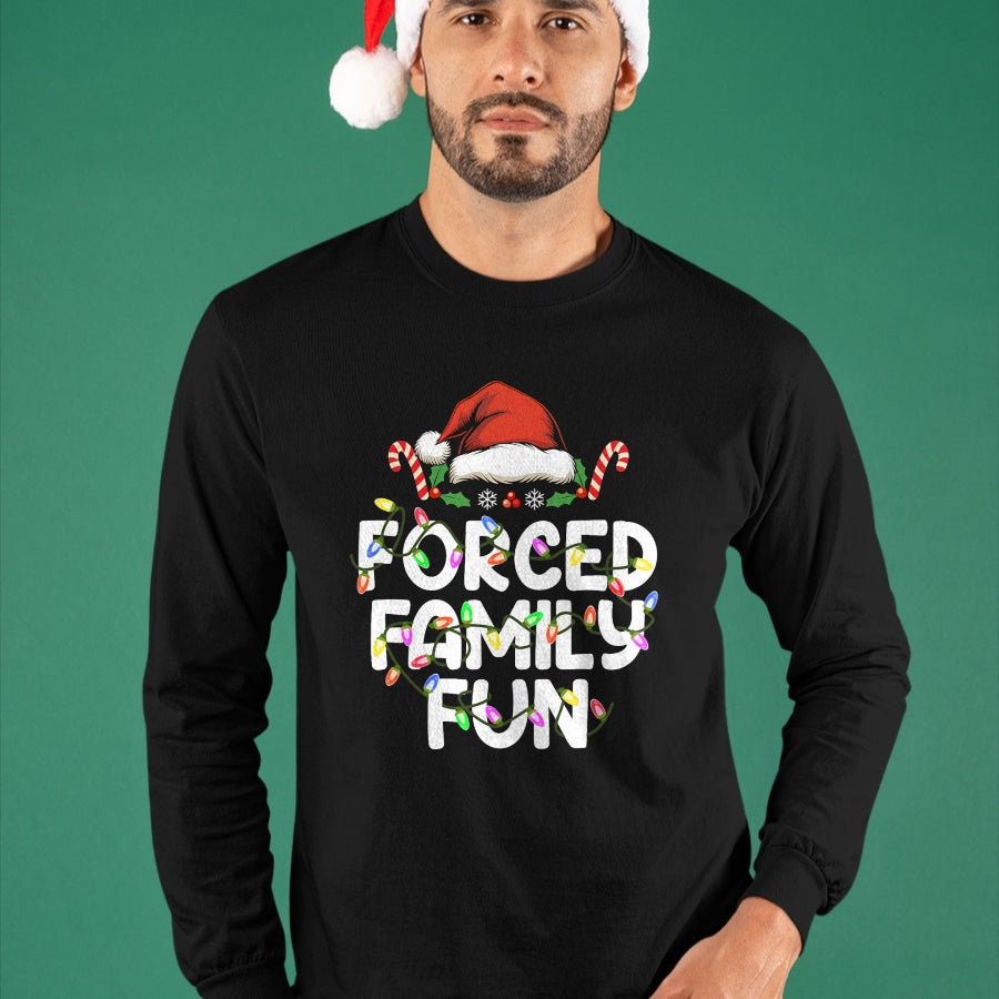 Forced Family Fun Christmas Pajamas Funny T-Shirt - Christmas Unisex T-Shirt/Hoodie/Sweatshirt - ZON00