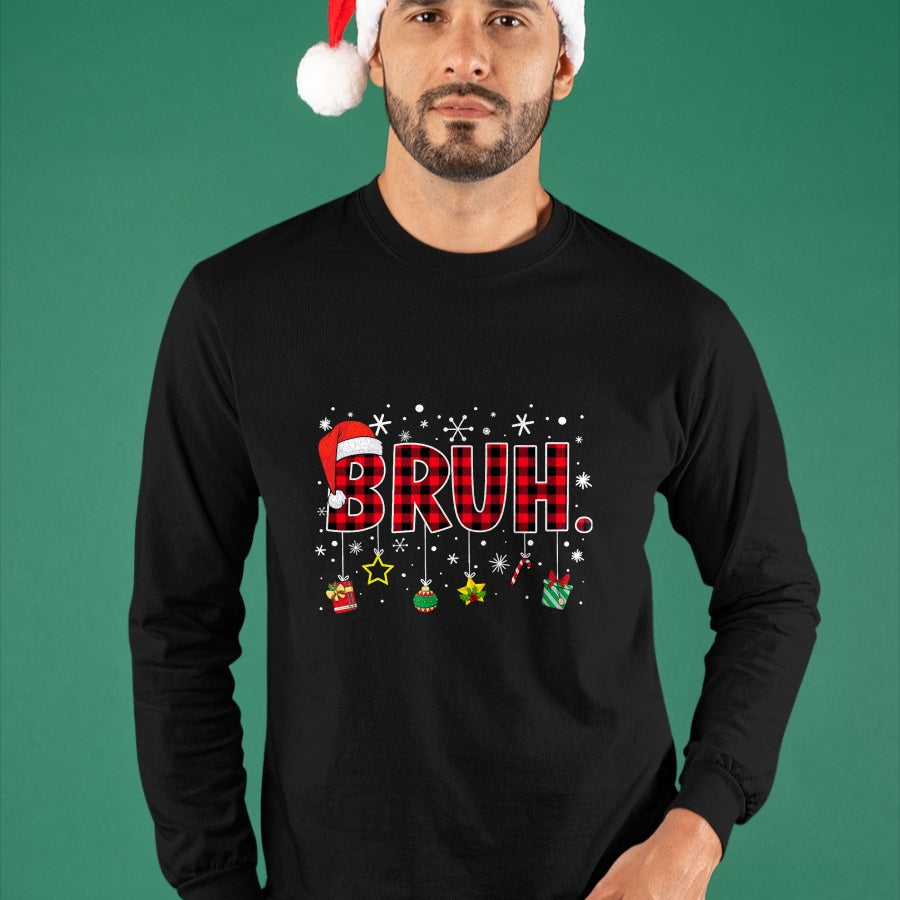 Bruh Funny Christmas Red Plaid Teens Boys Kids Xmas Pajamas T-Shirt - Christmas Unisex T-Shirt/Hoodie/Sweatshirt - ZON00