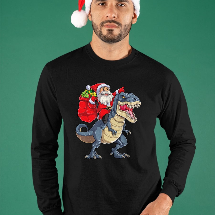 Dinosaur T rex Christmas Santa Boys Men Girls Xmas Squad T-Shirt - Christmas Unisex T-Shirt/Hoodie/Sweatshirt - ZON00