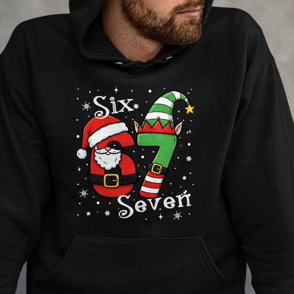 Funny Six Seven 67 Meme 6 7 Elf Santa Christmas Pajamas Kids T-Shirt  - Christmas Unisex T-Shirt/Hoodie/Sweatshirt - ZON00